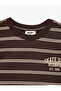 Cotton Crew Neck Short Sleeve Striped T-Shirt - 3