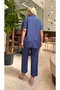 Women's Plus Size Shirt Collar Short Sleeve Loose Cut Textured Linen Tracksuit Set 28003 - 8
