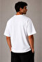 Unisex Bathing Ape Blue Printed Oversize 100% Cotton Wide Cut Textured Crew Neck White T-Shirt - 6