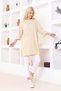 Women's Sand Beige Oversize Tunic T-Shirt – Half Sleeves, Round Neck, Relaxed Fit