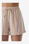 Women Sweet Day Striped Short Sleeve Shorts Multicolour Set - 4