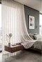 Custom Made Geometric Patterned Ecru Knitted Tulle Curtain - Dense Pleats (No Ironing Required, 100% Polyester) - 7