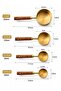 Premium 4 Piece Metal Measuring Cup Set Wooden Handle Coffee Spice and Legume Measuring Spoon - 2