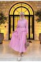 Cotton Lined Belted Shawl Detailed Skirt Suit Pink - 3