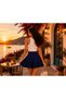 Navy Blue Women's Diver Fabric Flared Mini Skirt - 2