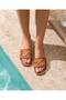 Chain Buckle Detailed Beach, Pool, Home, Garden, Everyday Use, Lightweight, Padded Sole Women's Slippers