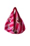 Hande Dizayn Valentine's Mother's Day Thick Striped Red Tone Basic Reis Origami Model Shoulder Bag - 3