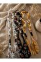Pearl and Zircon Stone Figured Floral Patterned Tulle Dangle Bohemian Headband, Hair Scarf - 2