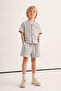 Gots Certified 100% Cotton Muslin Boys Short Sleeve Shirt Shorts Set