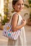 Children's Beach Bag, Embroidered Striped Girls' Beach Bag, Kids Beach Bag, Lilac Striped Children's Beach Bag - 6