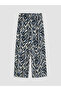 Navy Blue Patterned Women's Capri with Elastic Waist - 5