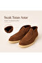 Genuine Leather Suede Tobacco Women's Short Boots Warm Lined Rubber Sole Daily Comfortable Boots - 2