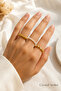 Women's 3-Piece Gold Pearl Beaded Elastic Ring Set Flexible Fishing Line String Joint Ring - 3