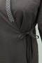 Side Tie Stone Detailed Double Breasted Collared Poplin Shirt - Dark Brown - 7