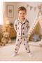 100% Cotton Long Sleeve Buttoned Teddy Bear Patterned Soft Textured Top and Bottom Unisex Baby Pajama Set for Girls and Boys
