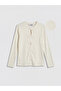 Ecru Crew Neck Girl's T-Shirt with Bow Detail - 2