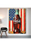 Coca-Cola American Flag Wall Covering Wall Tapestry First Quality Satin Fabric Poster