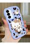 Samsung Galaxy A36 5g Compatible Case Camera Protector Blue Silicone Couple Phone Case Kitty Pattern