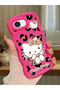 iPhone 16E Compatible Case Camera Protector Red Silicone Couple Phone Case Kitty Pattern