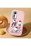 Mi 12 Lite Compatible Case Camera Protector Pink Silicone Couple Phone Case with Kitty Pattern - 2