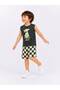 Boys' Dog Print Sleeveless T-Shirt and Checkerboard Shorts Summer Set