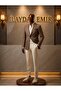 Premium Combination Mink Blazer Jacket Ecru Shirt and Cream Fabric Trousers Smart Casual Style