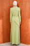 Green Waist Detailed Stoned Evening Dress - 5