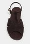 Dessas Bitter Brown Suede Genuine Leather Buckle Detail Flat Sole Open Toe Women's Sandals - 6