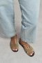 Dessas Rome Beige Suede Genuine Leather Buckle Detail Flat Sole Open Toe Women's Sandals