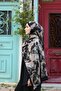 Petra Abstract Floral Pattern Shawl - Black Gray - 4