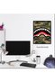 30x40 cm / 12x16 Inch Gallery Wrapped Canvas | Camo Shark Teeth Street Art | Military Camouflage Wall Art | Ready to Hang - 2