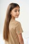 Beige Short Sleeve Basic T-Shirt - Non-Sweating Flexible Fabric Cotton Seasonal Beige Short Sleeve Girls' Tshirt - 3