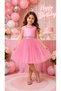 Girl's Beaded Collar Heart Back Detail Sequin Belted Tulle Evening Dress 1-5 Years Birthday, Special Occasion, Wedding