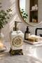 Royal Gold Porcelain Liquid Soap Dispenser with Gold Pattern Luxury Bathroom Soap Dispenser Decorative Bathroom & Kitchen - 2