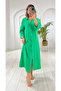 Green Pocketed Buttoned Shirt Dress - 2Y2603