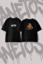 Sza Beaded Braids Design Back Printed Cotton Black Oversize T-Shirt