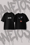 Makeup Face Design Back Printed Cotton Black Oversize T-Shirt