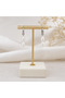 Double Drop Pearl Look Stainless Steel Hoop Women's Earrings - Silver Color - 2