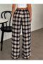 Unisex Checkered Plaid Wide Leg Sweatpants 90% Cotton - 2