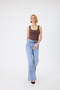 Women's Blue Flare Jean Pants – High Waist Spanish Flare 100% Cotton Denim - 4