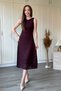 Lace Skirt Ruffle Detailed Sleeveless Midi Burgundy Dress - 8
