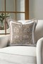 Damask Floral Avant-Garde Fringed Pillowcase - Floral Classic Beige Mink Cream Tasseled Throw Pillow Cover