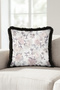 Floral Design Elegant Fringed Pillowcase - Romantic Botanical Cream Powder Tassel Throw Pillow Cover - 3