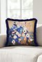 Flower Vintage Floral Fringe Pillowcase-Artistic Garden Beige Blue Navy Tassel Throw Pillow Cover - 5
