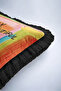 Colorful Lettering Fringed Pillowcase - Pop Art Pink Orange Black Tasseled Throw Pillow Cover - 55X55 cm - 8