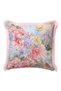 Floral Pastel Spring Garden Fringed Pillowcase - Romantic Floral Bohemian Pink Tassel Throw Pillow Cover - 2