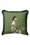 Botanical Woman Figure Floral Fringe Pillowcase-Artistic Floral Green Black Tassel Throw Pillow Cover - 4