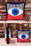 Modern Evil Eye Design Fringed Pillowcase - Geometric Bohemian Tassel Throw Pillow Cover - 40X40Cm - 7
