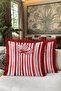 Stylish Tropical Fringe Pillowcase with Striped Floral Design - Botanical Burgundy Tassel Throw Pillow Cover - 3
