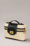 Textured Gold Black Detailed Mini Hand and Shoulder Bag